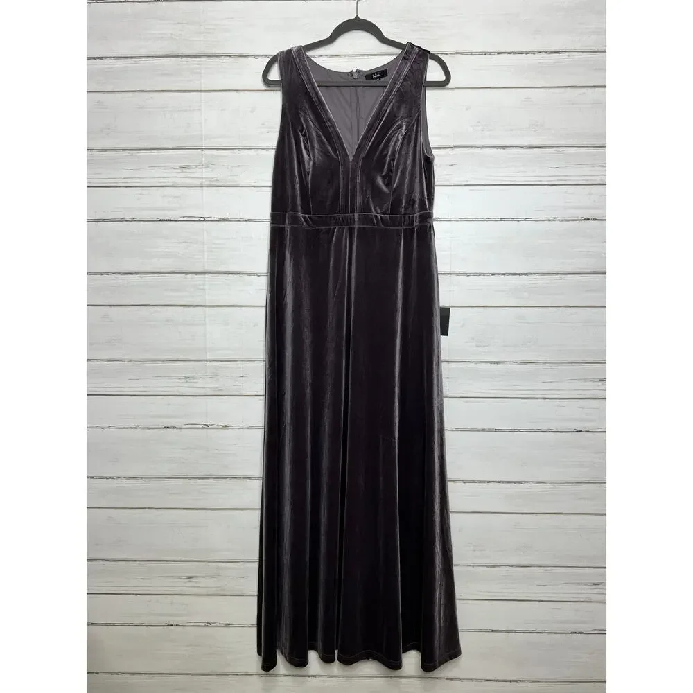 Lulu's Mauve Velvet V-Neck Maxi Dress - Picture 2 of 11